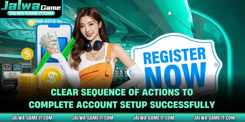 Clear sequence of actions to complete account setup successfully
